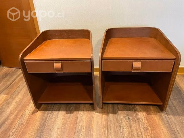 Veladores madera y cuero Café - Imagen 3
