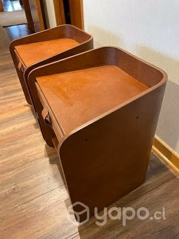 Veladores madera y cuero Café