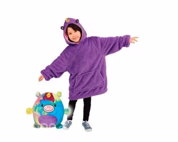Poleron Peluche Infantil Capucha Diseño Mascotas