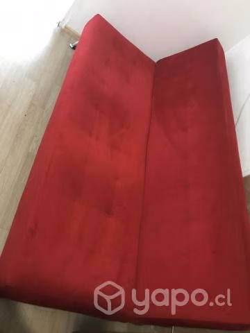 Futon cama velvet rojo