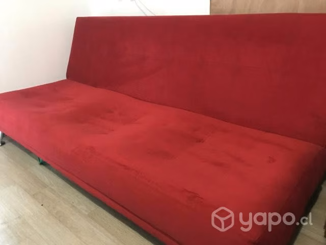Futon cama velvet rojo