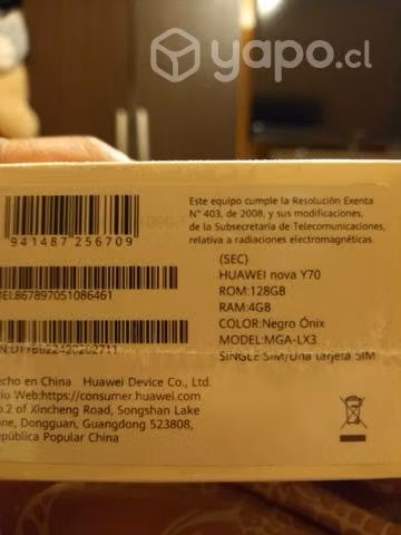 Huawei nova Y70 sellado negro Ónix - Imagen 2