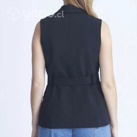 Blazer negro con lazo cintura - Imagen 2