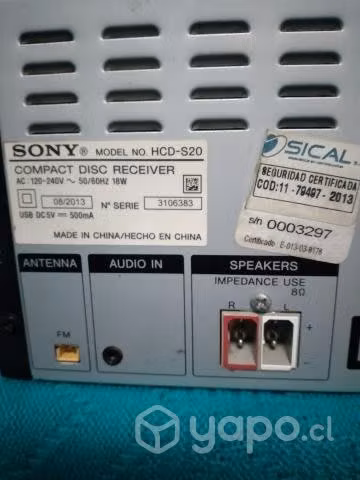 Sony mini hi fi cmt-s20 ( detalle en cd )