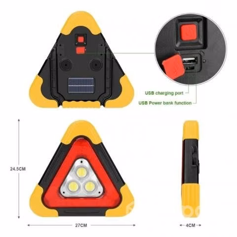Triángulo Foco Emergencia Solar Recargable Multip