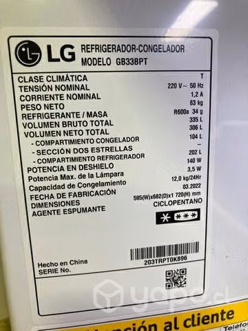 Refrigerador LG 306 litros