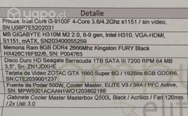 Pc Gamer Intel I3 9100f+8gb Fury+1TB+Gtx1660 super - Imagen 4
