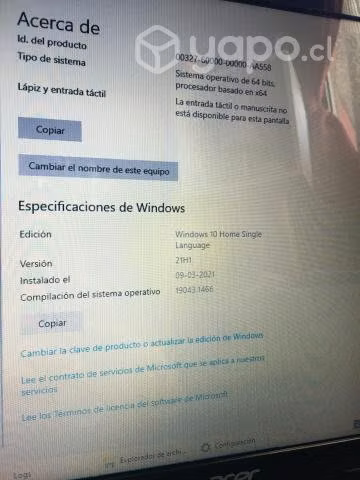 Computador ACER aspire usado