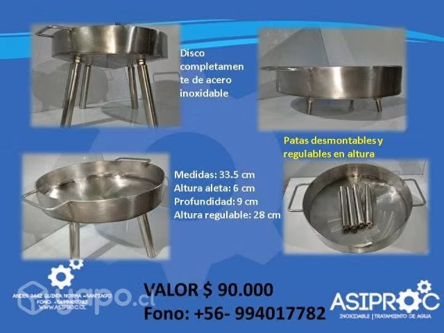 Discos y parrillas de acero inoxidable