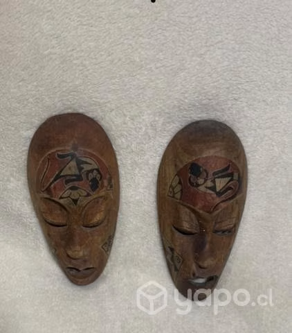 Juego 4 Máscaras madera de adorno pared