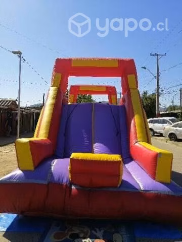 Mega juego inflable doble Tobogán+obstáculos