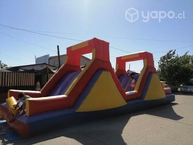 Mega juego inflable doble Tobogán+obstáculos
