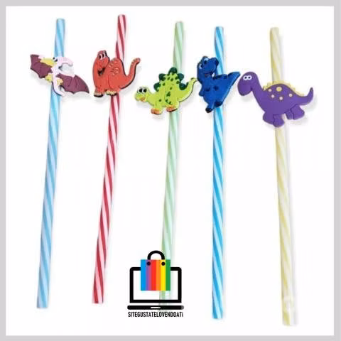 Set 5 Bombillas Reutilizables Diseño Dinosaurios