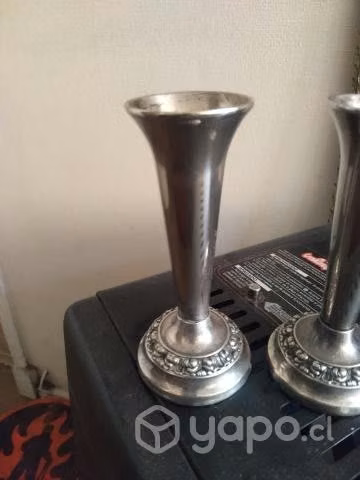 Candelabros labrados plaqué ingleses antiguos - Imagen 4