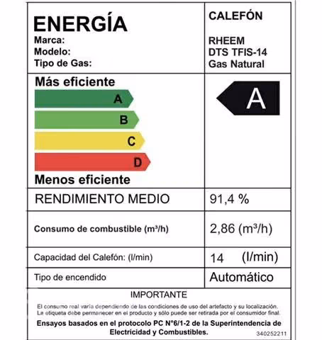 Calefont gas natural 14 litros tiro forzado
