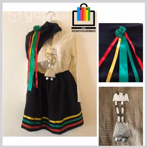 Traje Mapuche Falda Blusa Pañuelo Nuevo