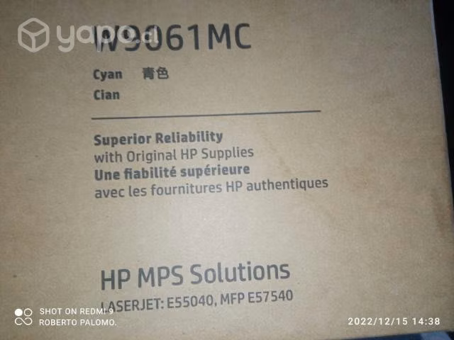 Toner hp w9061mc cyan original de alta