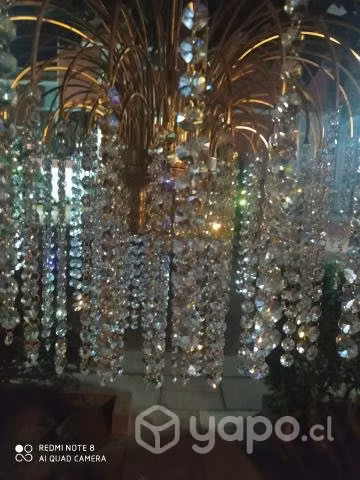 Lampara vintage, lluvia de caireles de cristal