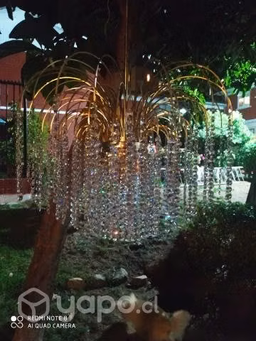 Lampara vintage, lluvia de caireles de cristal