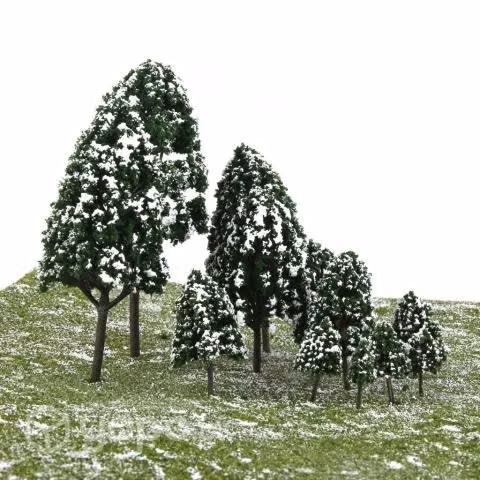 Set de 12 árboles nevados, distintos tamaños