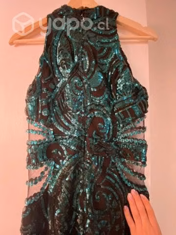Vestido Elegante De Fiesta Verde Con Lentejuelas
