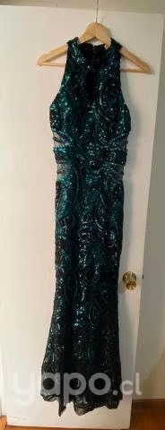 Vestido Elegante De Fiesta Verde Con Lentejuelas