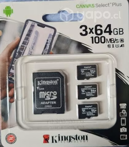 Tripack memoria micro sd 64 GB