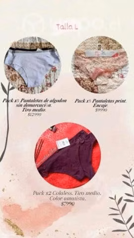 Cuadros/calzones/pantaletas 10%
