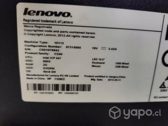 Computador Lenovo All In One Desarme o Uso