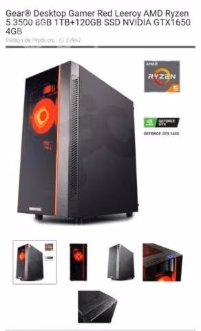 PC Gamer AMD Ryzen 5 3500, GPU NVIDIA GTX 1650