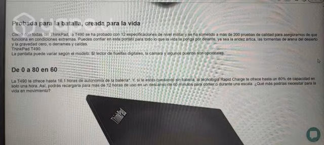 Notebook lenovo t490 16gb con huella dactilar
