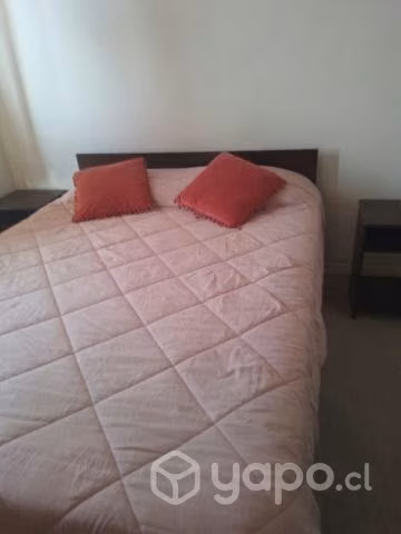 Cama de 2 plazas, colchon, 2 veladores y mueble co