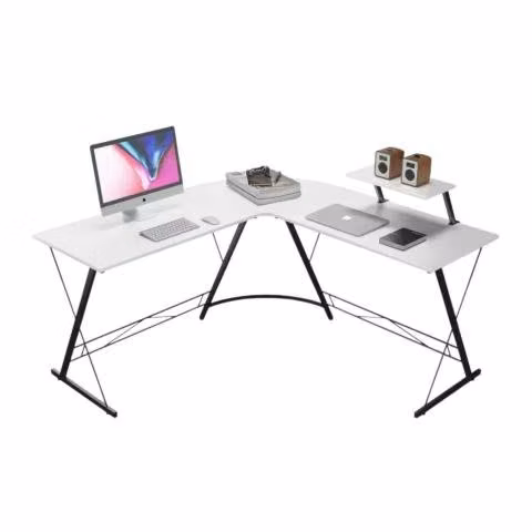 Escritorio Moderno Esquinero Blanco 129x46x74 cm