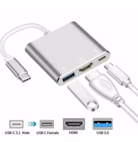 Adaptador Hub 3 En 1 Usb Tipo C A Usb-c - Imagen 2
