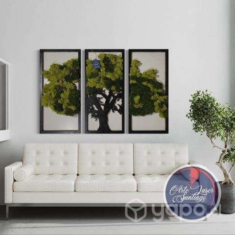 Tríptico árbol de madera con musgo 100% natural - Imagen 2