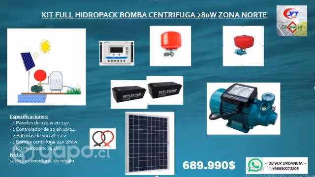 Kit full hidropack bomba centrifuga 280w zona nort