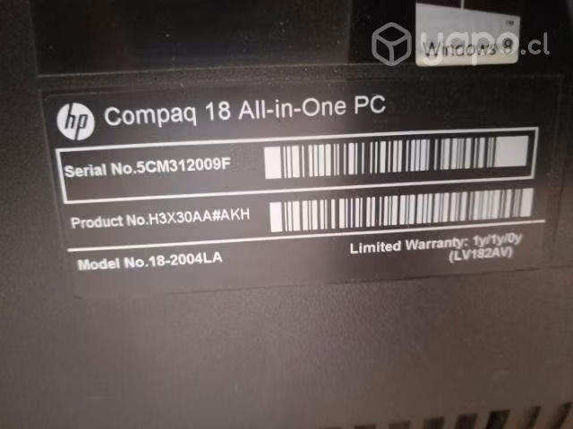 PC Compaq 18 all-in-one usado.