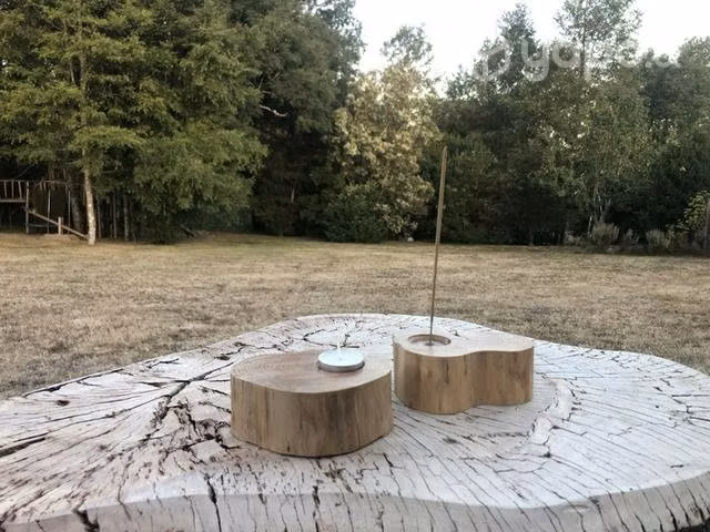 Porta Velas de Té e Incienso, en Madera de Luma