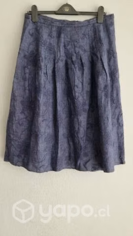 Falda lino tono azul, M impecable