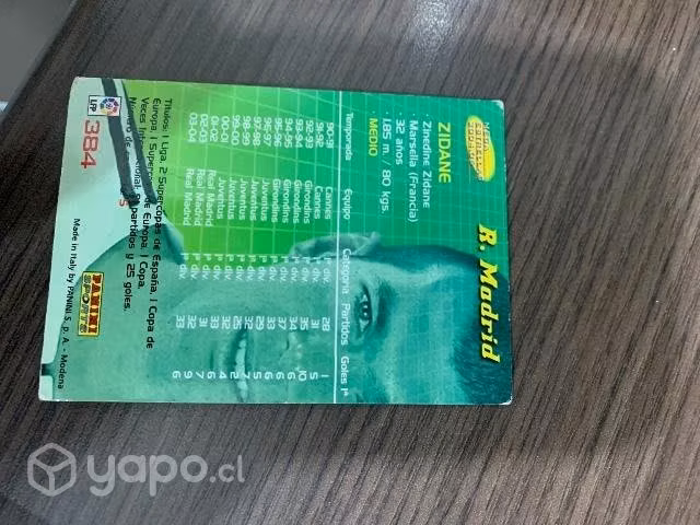 Carta Cromo zinedine zidane - Imagen 2