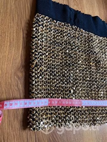 Falda de fiesta dorada talla XS a S elasticada
