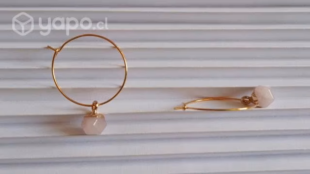 Aritos de cuarzo rosa/ Aros de cuarzo