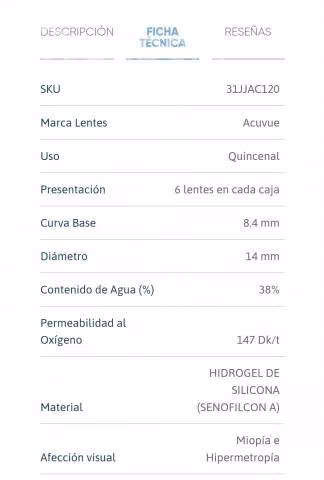 Lentes de contacto ACUVUE, Oasys