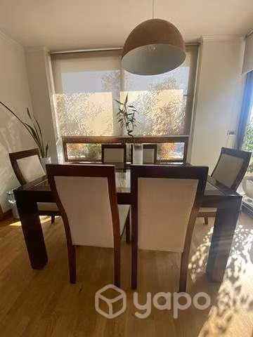 Comedor rectangular 6 sillas madera y vidrio