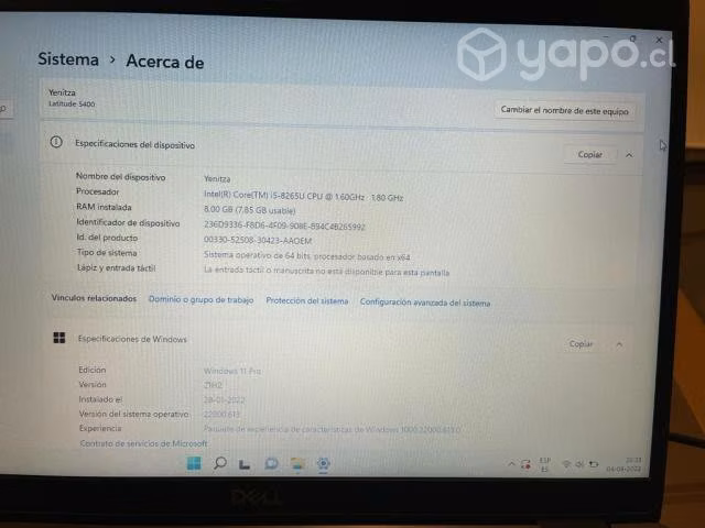 Notebook Dell latidude 5400 procesador Inter core - Imagen 4