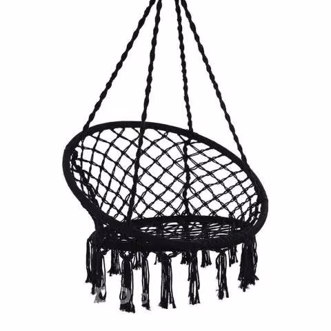 Hamaca Silla Columpio Algodón Negra 80 x 70 cm