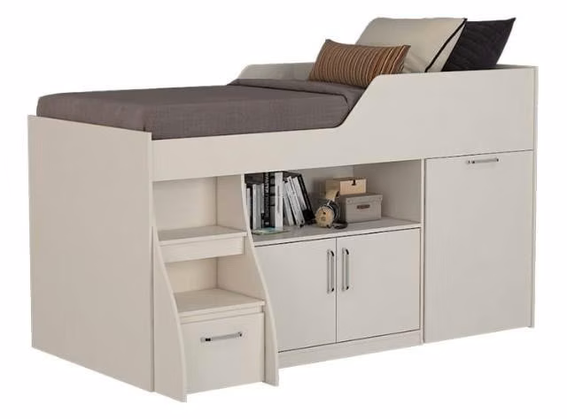 Cama infantil con escritorio retráctil