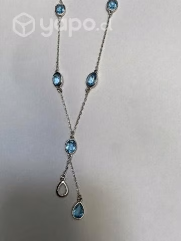 Collar plata 6 topacios azul - Imagen 2
