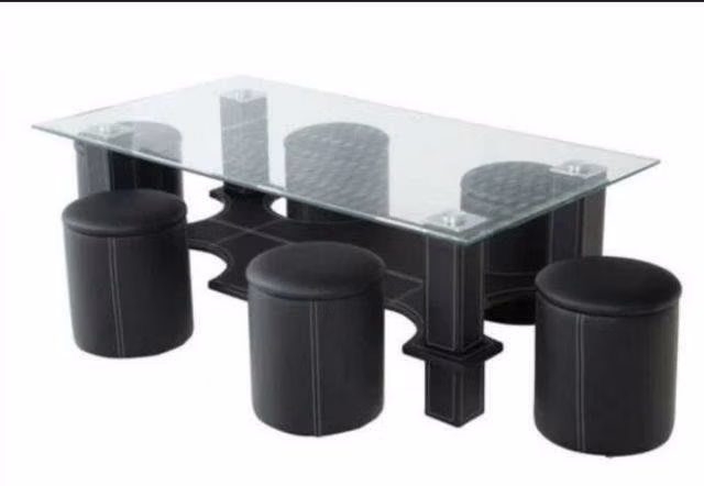 Mesa centro vidrio con 6 sillas