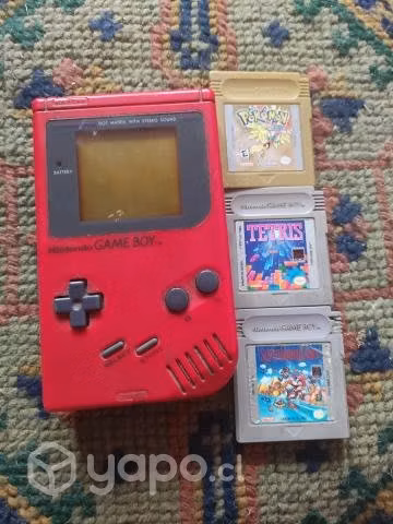 Game boy rojo + 3 juegos